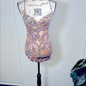 Vintage Arden B Leoplard Print Fitted Tunic Top size M/L